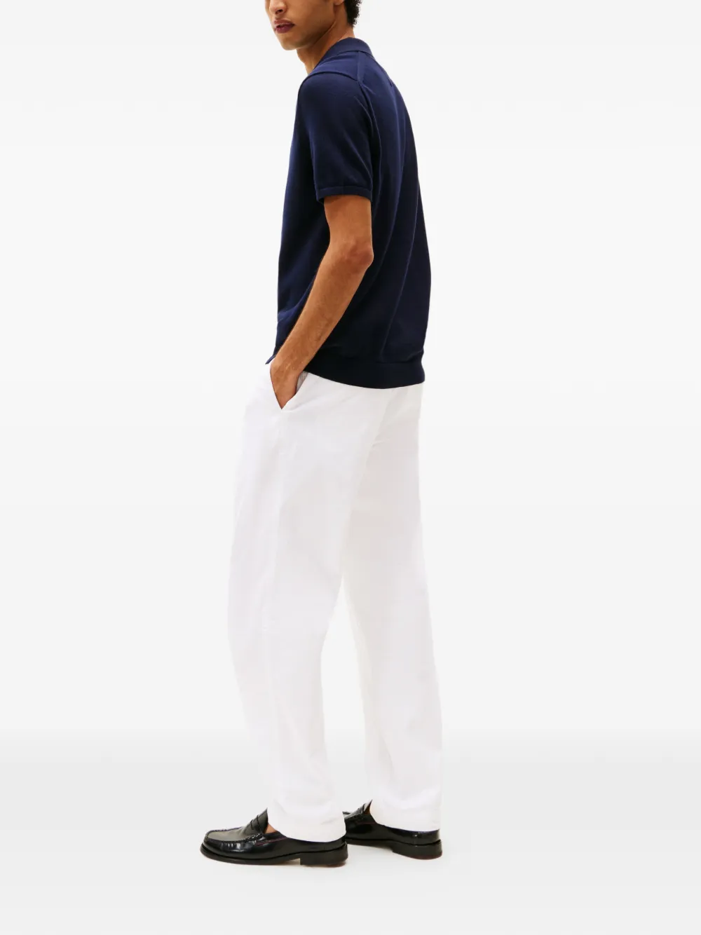 Tommy Hilfiger Gebreide trui met knopen en korte mouwen Blauw
