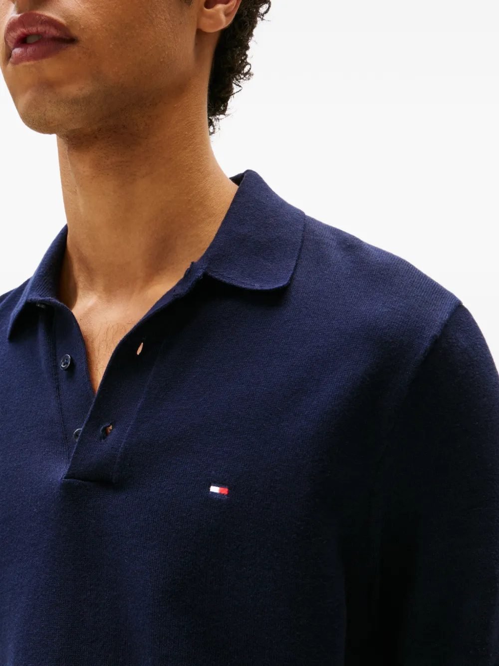 Tommy Hilfiger Gebreide trui met knopen en korte mouwen Blauw