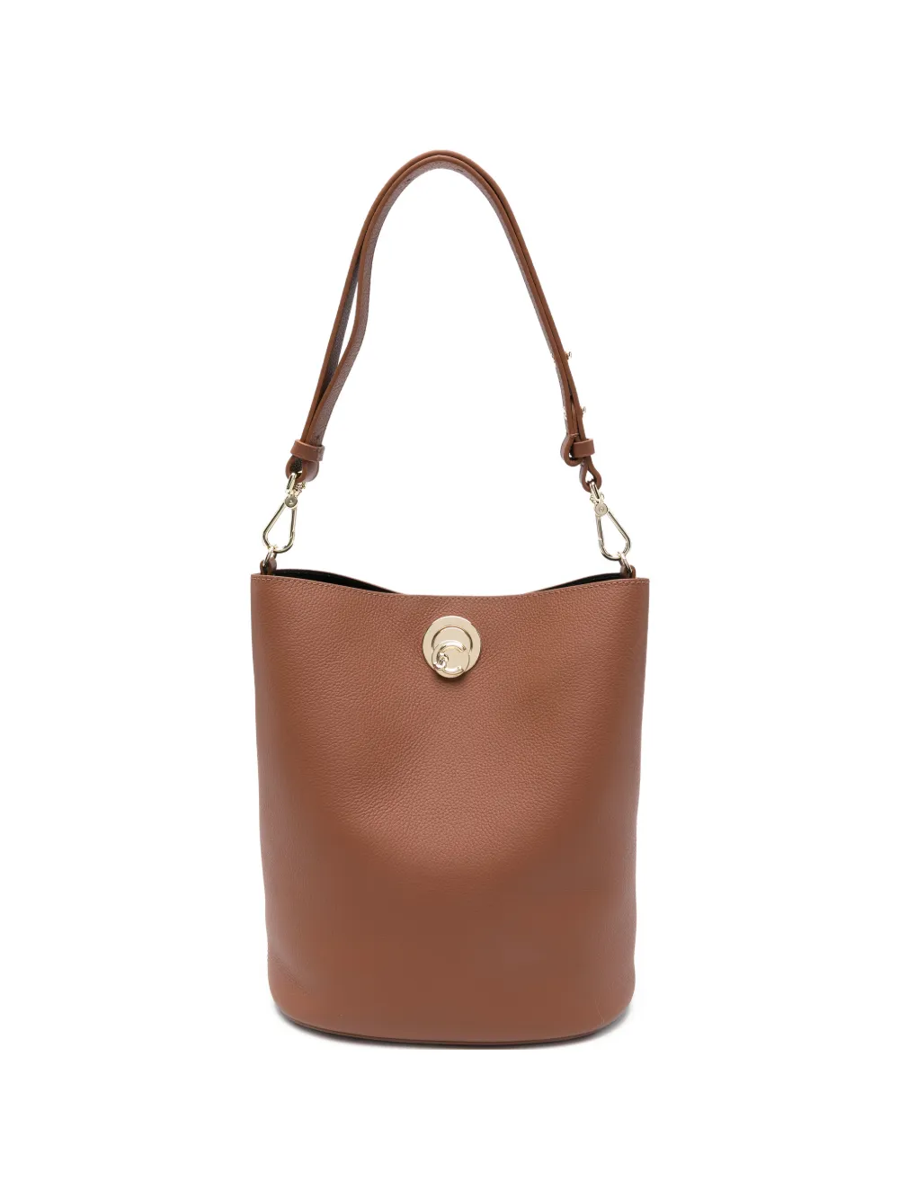 Coccinelle Nikla round-clasp leather shoulder bag - Marrone