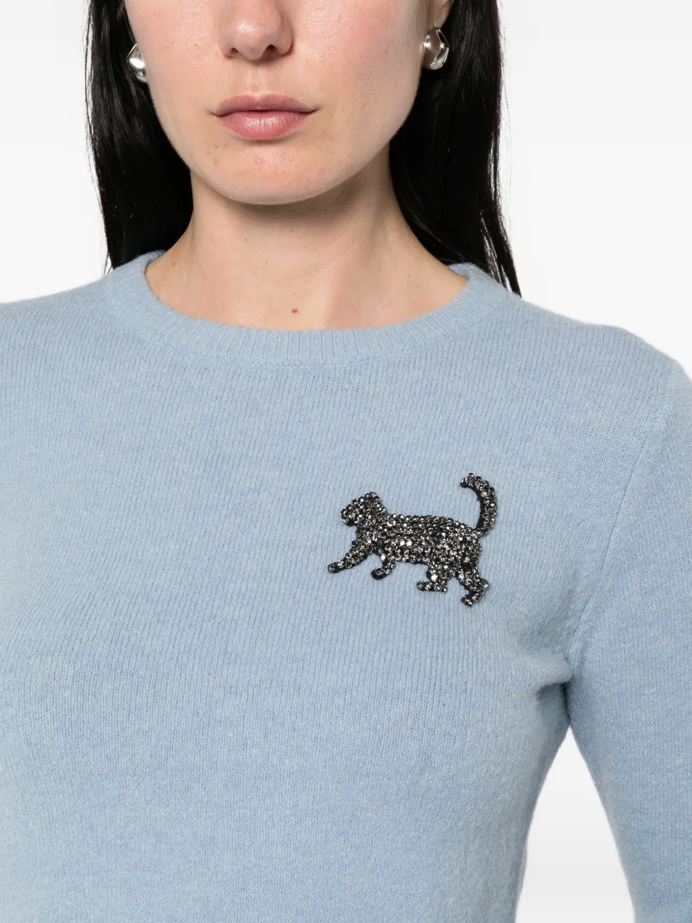 I BLUES Luciana verfraaide trui met ronde hals Blauw