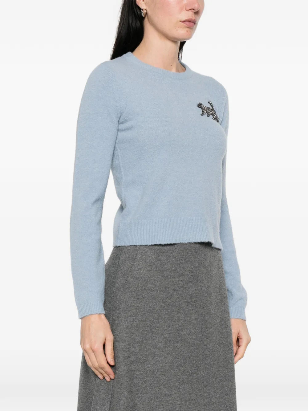 I BLUES Luciana verfraaide trui met ronde hals Blauw