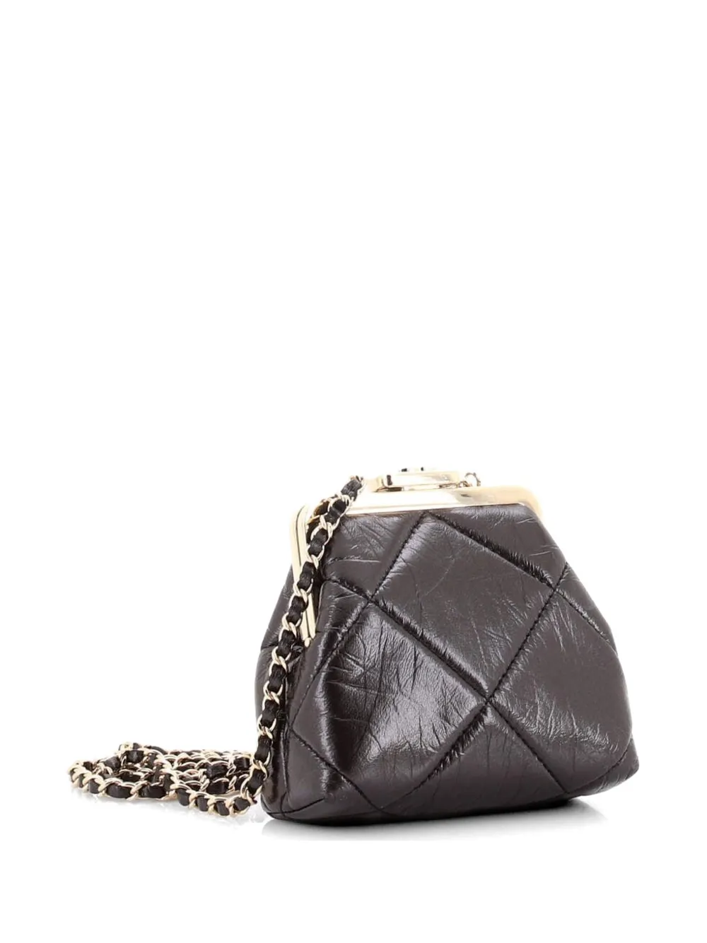 Cc Kisslock Frame Clutch With Chain Quilted Lambskin Mini Crossbody Bag