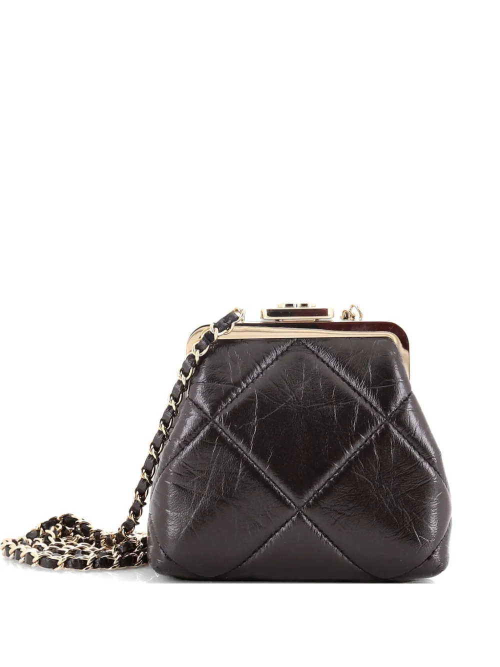 CHANEL Pre-Owned CC Kisslock Frame Clutch with Chain Quilted Lambskin Mini crossbody bag - Nero