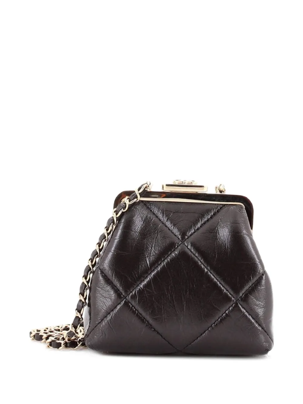 CHANEL Pre-Owned CC Kisslock Frame Clutch with Chain Quilted Lambskin Mini crossbody bag - Nero