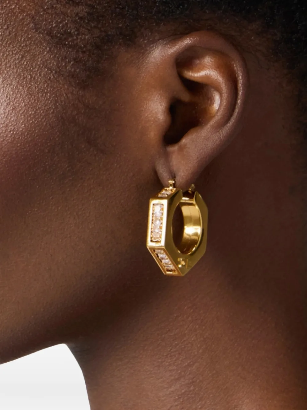 Elisabetta Franchi hexagonal stone earrings - Oro
