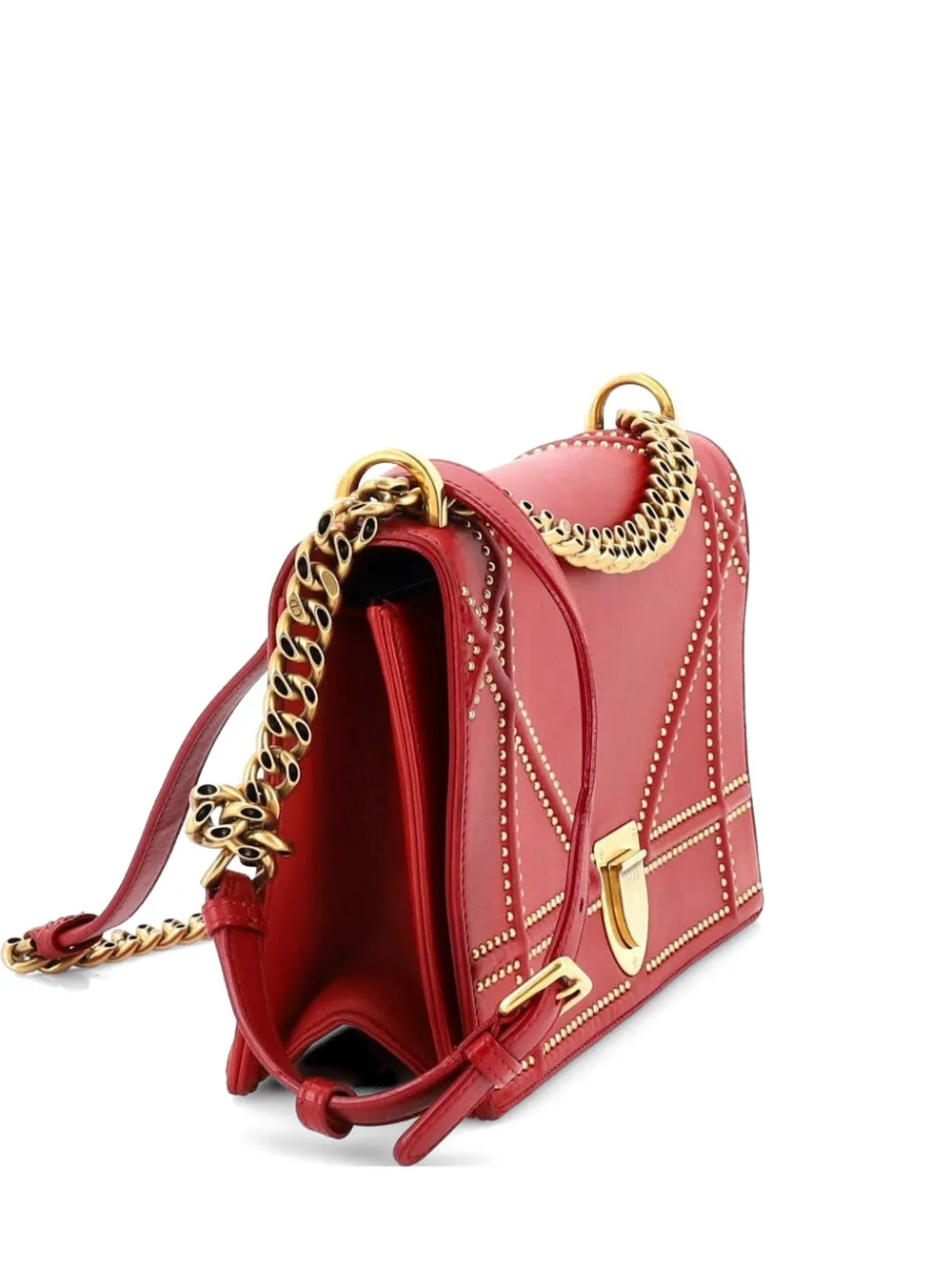 Christian Dior Pre-Owned Diorama Flap Bag Studded Leather Medium shoulder bag - Red