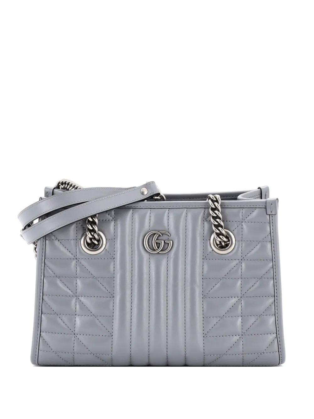 Gucci Pre-Owned GG Marmont Aria Chain Shopping Mixed Matelasse Leather Small tote bag - Grigio