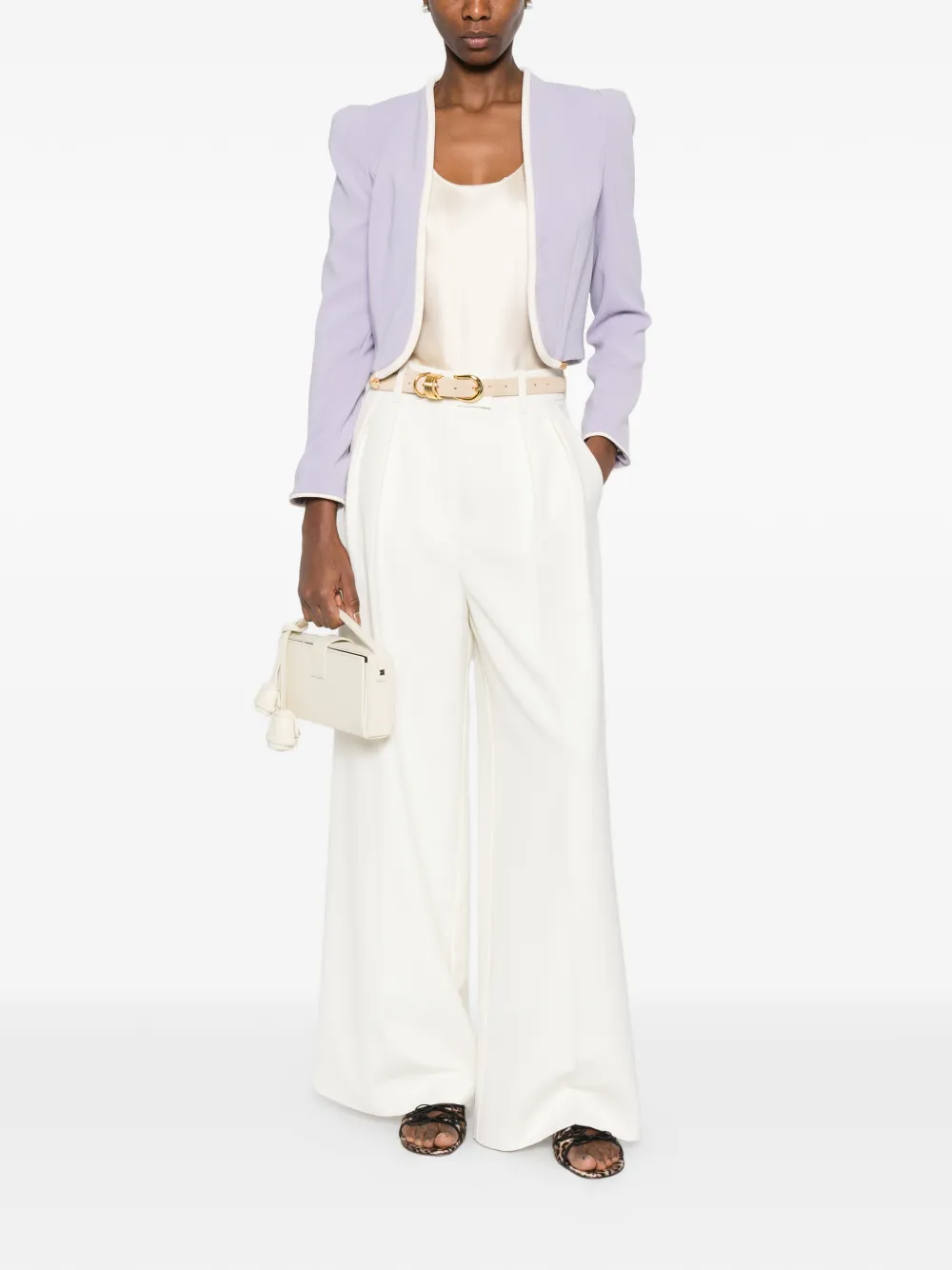  Elisabetta Franchi Contrast-trim Open-front Jacket - Purple 