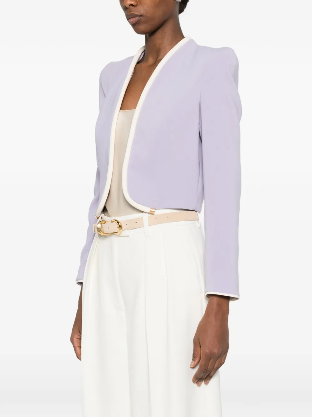  Elisabetta Franchi Contrast-trim Open-front Jacket - Purple 