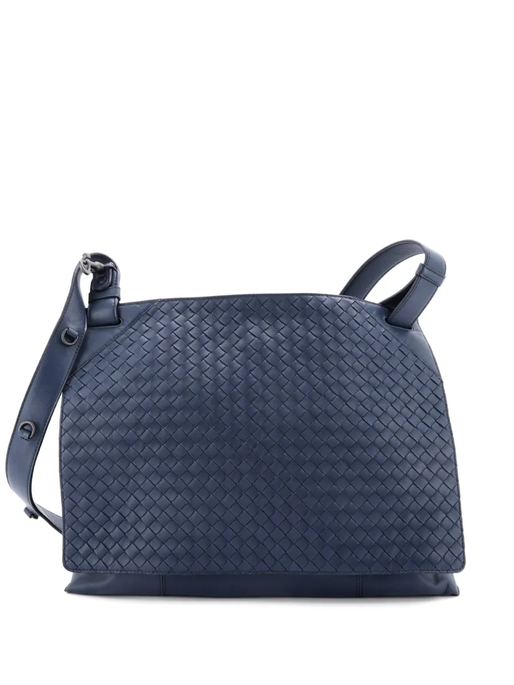 Bottega Veneta Pre-Owned Square Panelled Messenger Bag Intrecciato Nappa Large crossbody bag - Blu