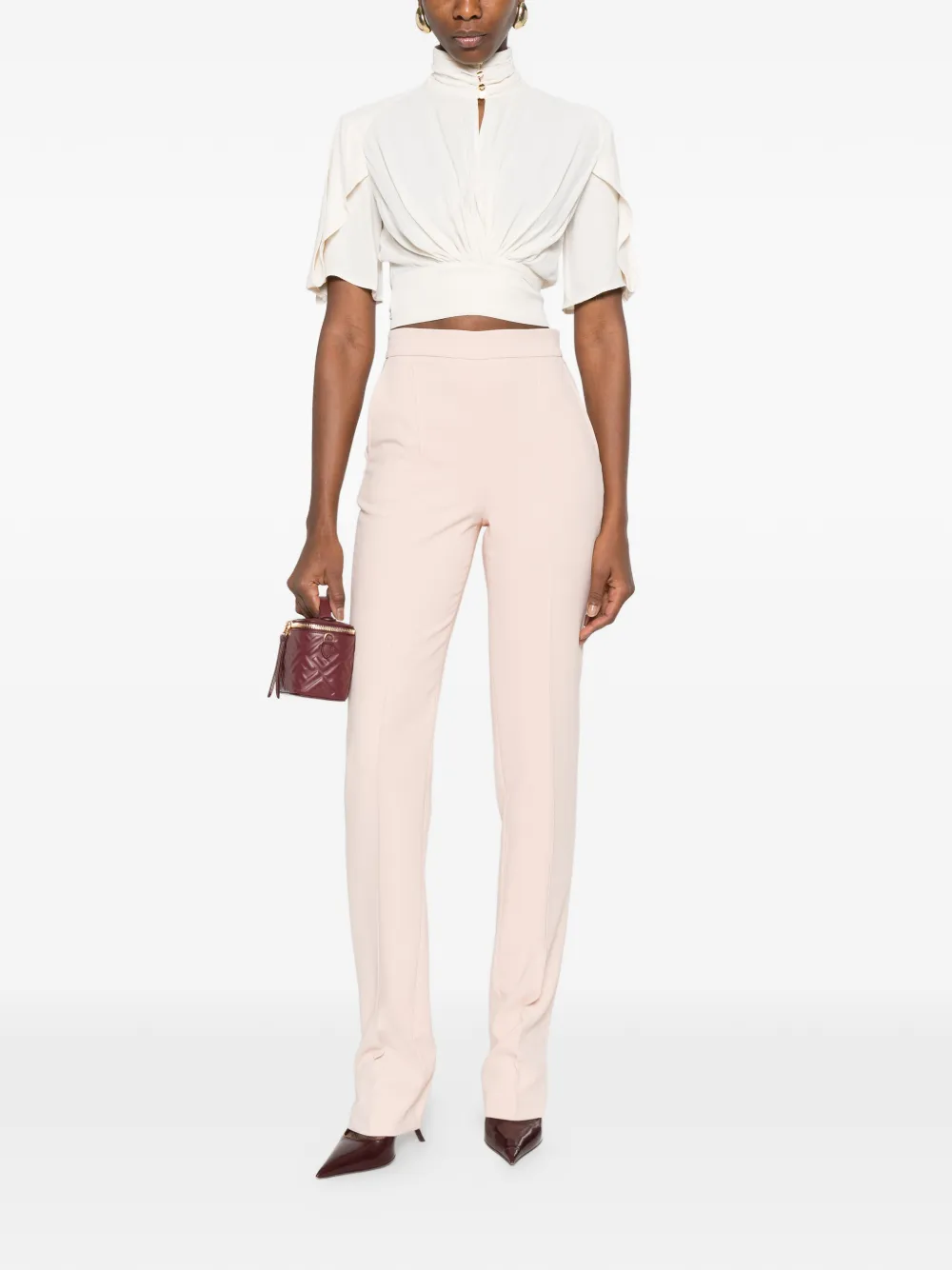 Elisabetta Franchi Lichtgewicht crêpe stoffen broek Roze