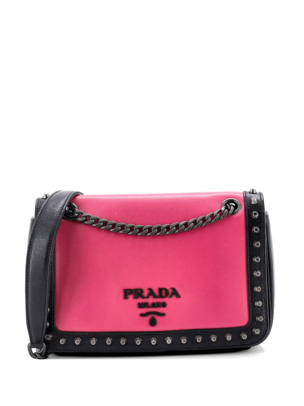 Prada Pre-Owned Chain Flap Bag Studded Glace Calf Small crossbody bag - Rosa