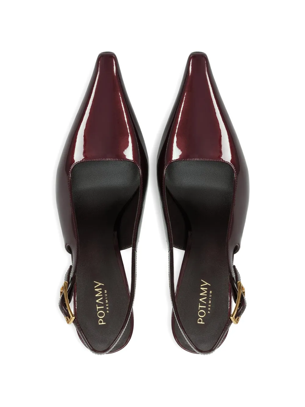 POTAMY Leren pumps met puntige neus en gesp Rood