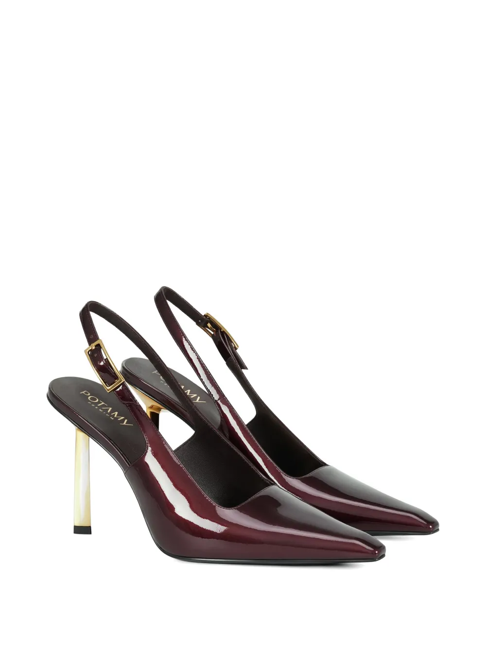 POTAMY Leren pumps met puntige neus en gesp Rood