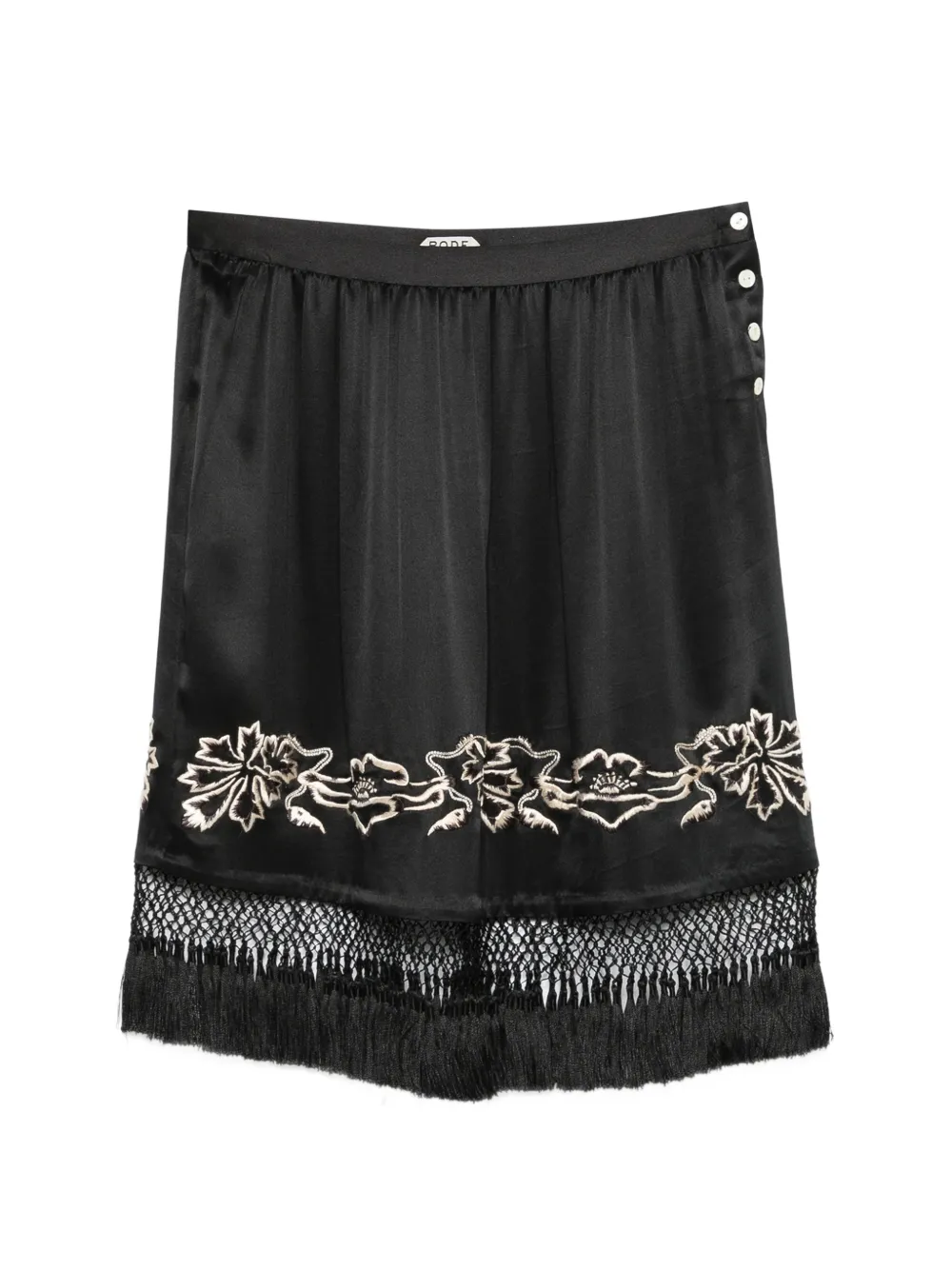 BODE Phantasm fringed-trim embroidered mini skirt - Nero