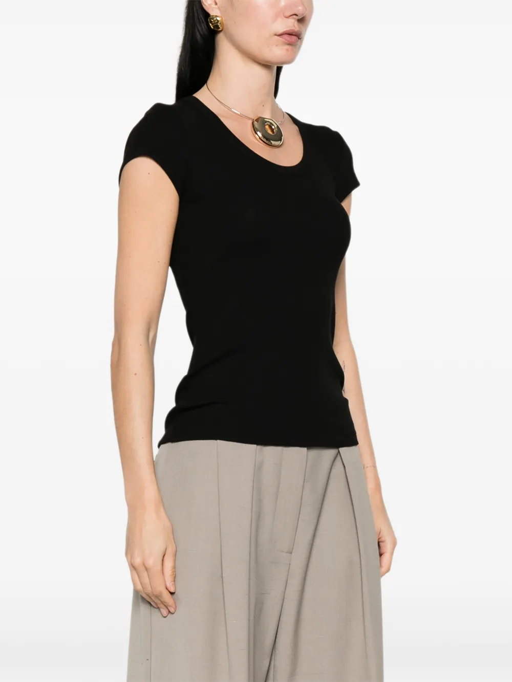  Joseph Saba Ribbed Top - Black 