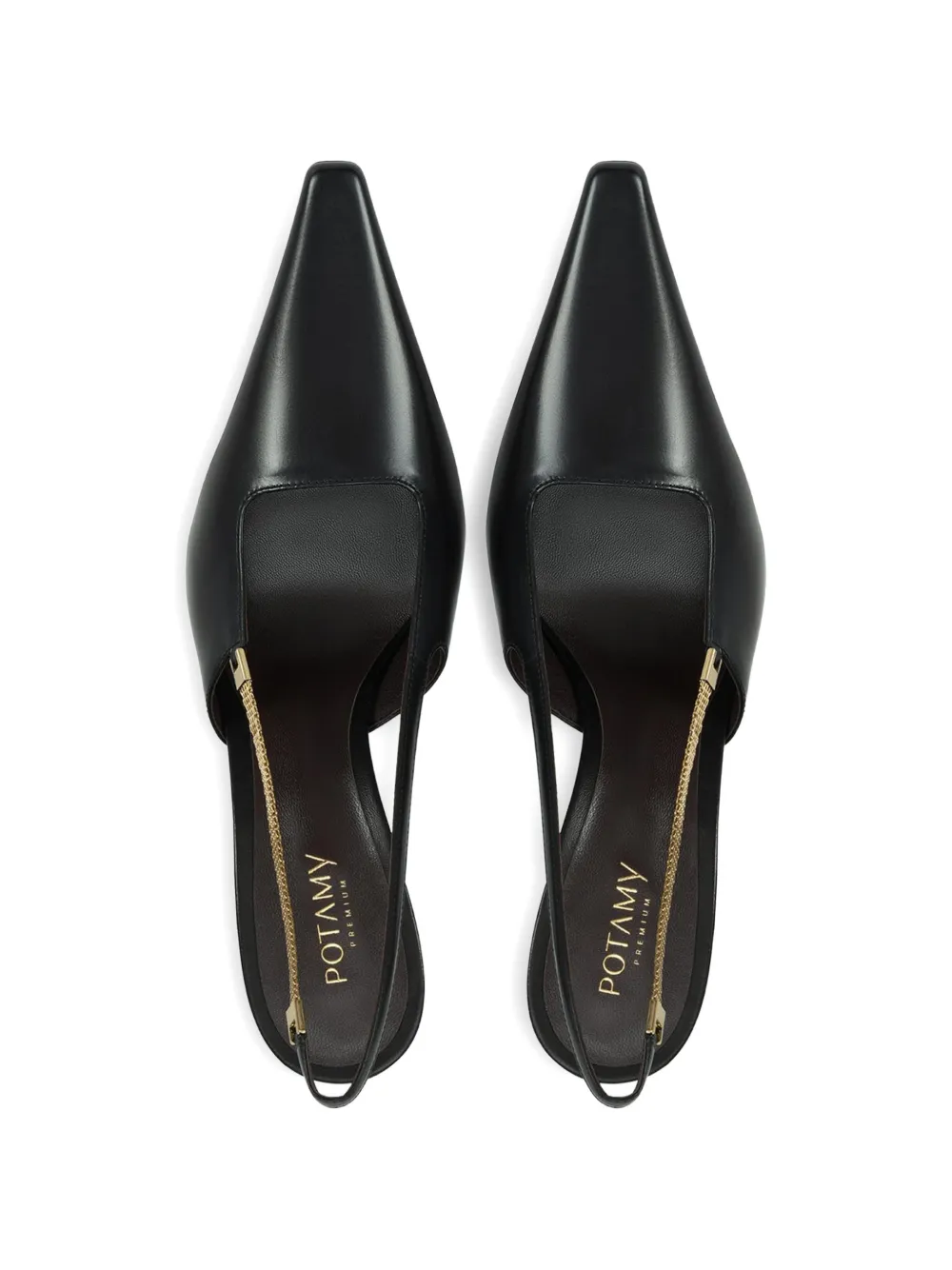 POTAMY Leren pumps met kettingband Zwart