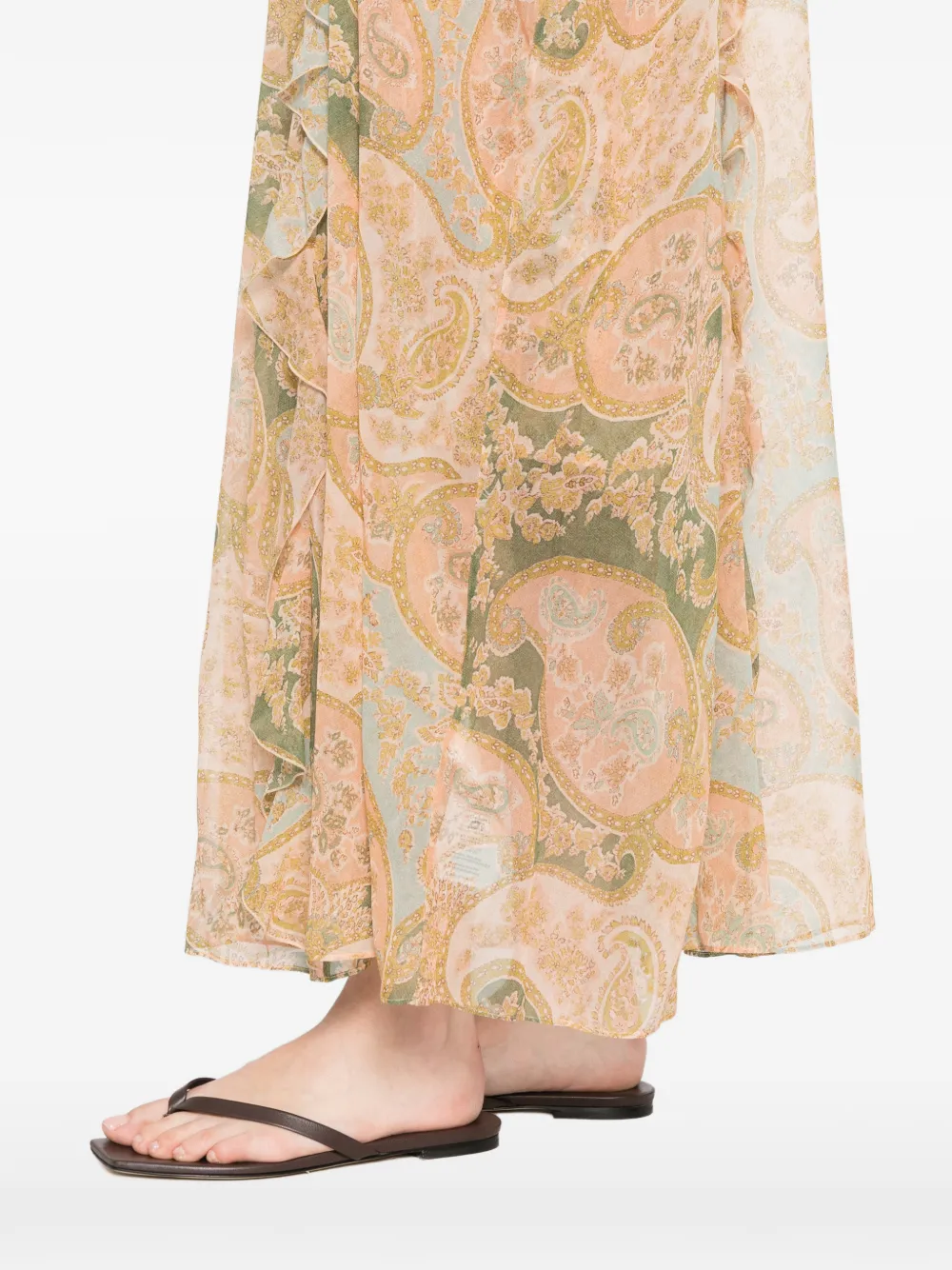 ZIMMERMANN Luna Flutter jurk met paisley-print en ruches Beige