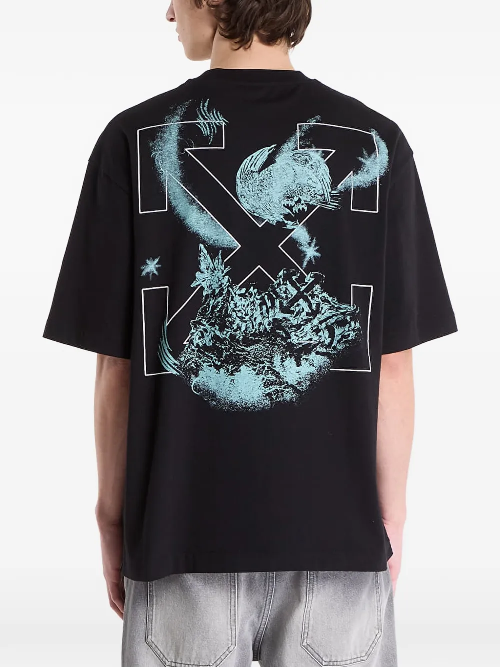 Off-White Moon S S Skate T-shirt Zwart