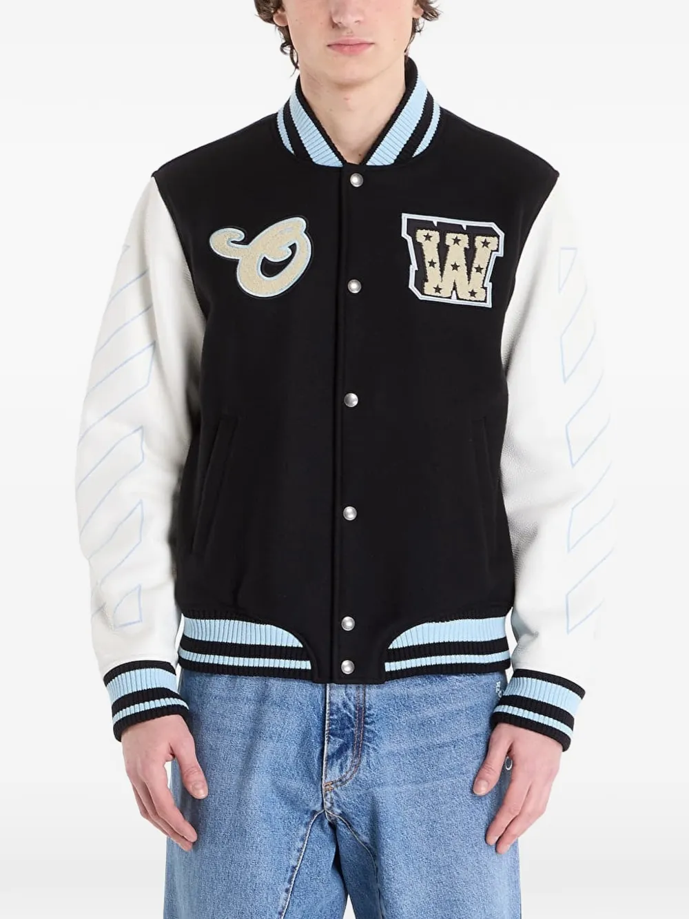 Off-White Star Logo Lea bomber jacket | Black | Image 1
