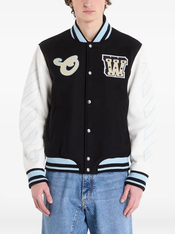 Off-White Star Logo Lea ボンバージャケット | ブラック | FARFETCH JP
