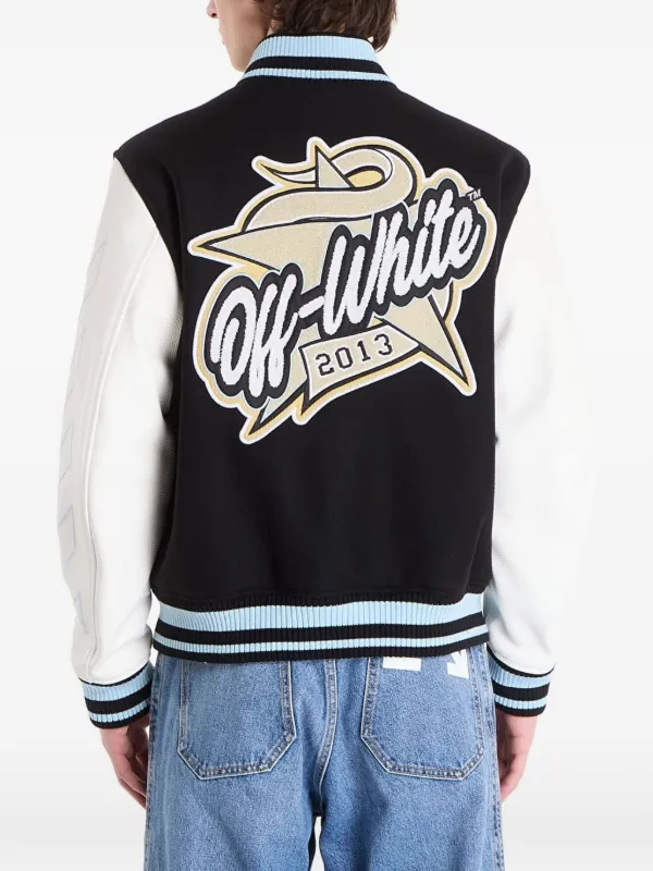 Off-White Star Logo Lea ボンバージャケット | ブラック | FARFETCH JP