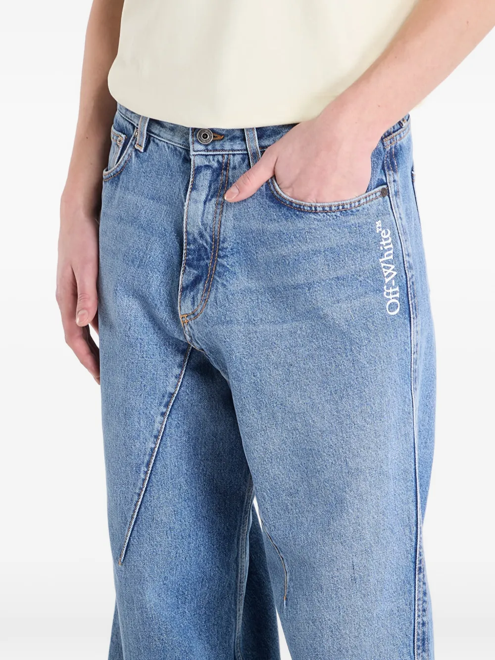 Off-White Jeans met wijde pijpen Blauw