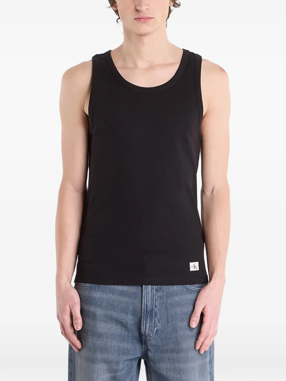 Calvin Klein Jeans 2X2 Rib Badge tank top - Schwarz
