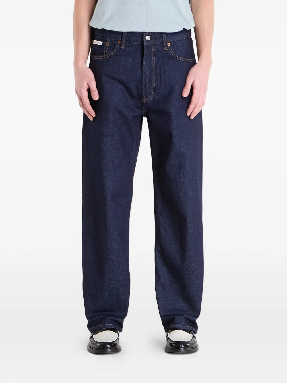 Calvin Klein logo-patch jeans - Blu