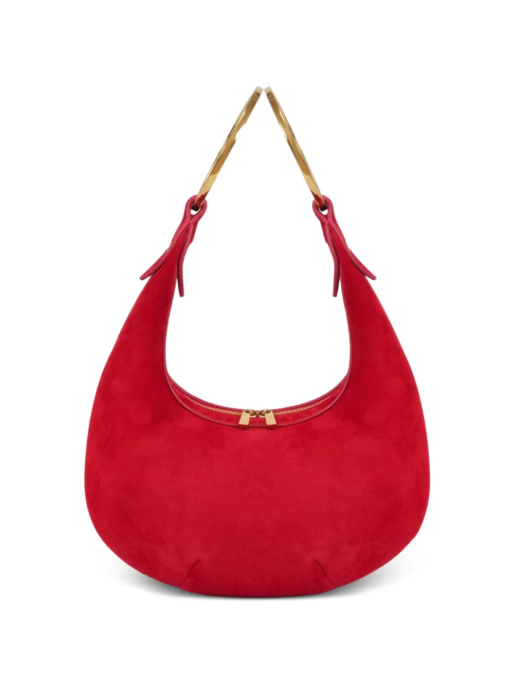 POTAMY ring detail suede mini bag - Rosso