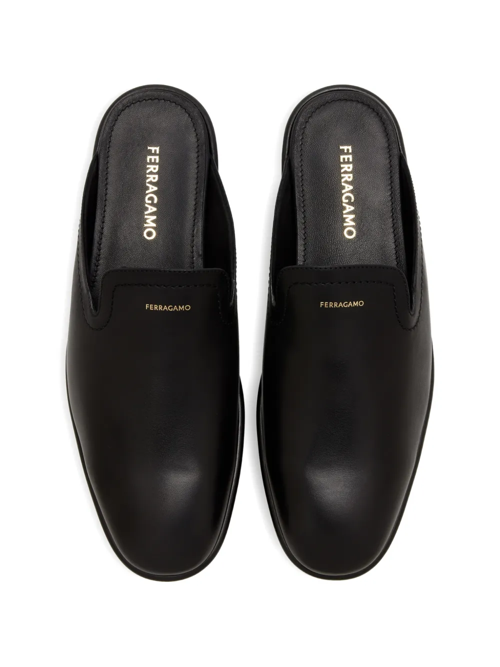 Ferragamo logo slippers Zwart