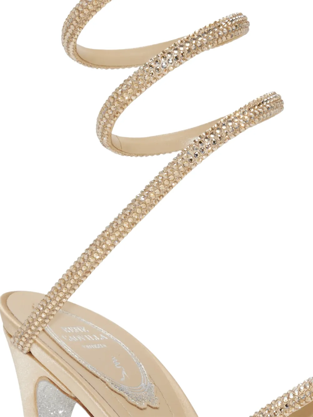 René Caovilla Sandalen met plateauzool verfraaid met kristallen Beige