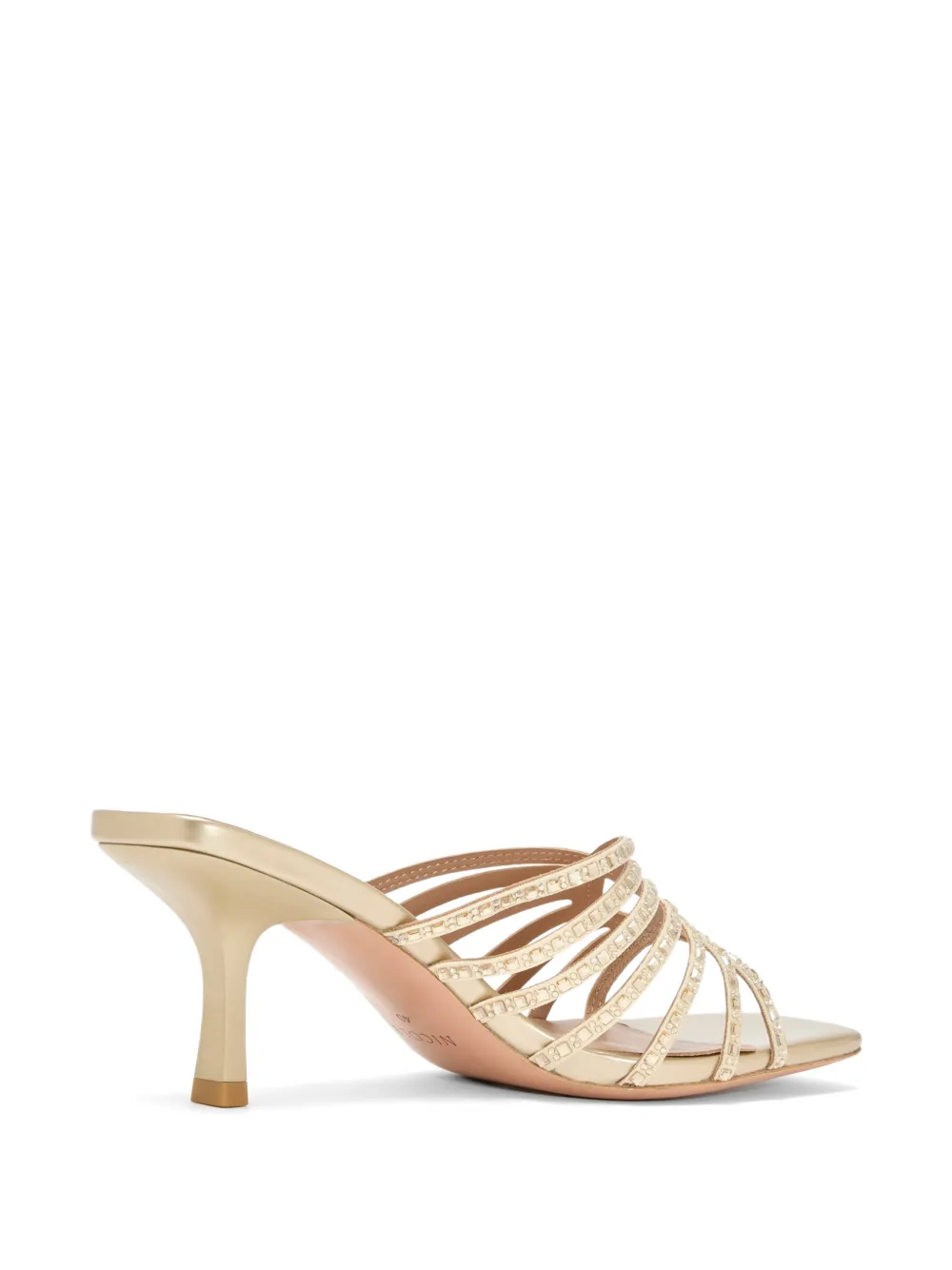 NICOLI Sandalen met stras bandje en hak Goud