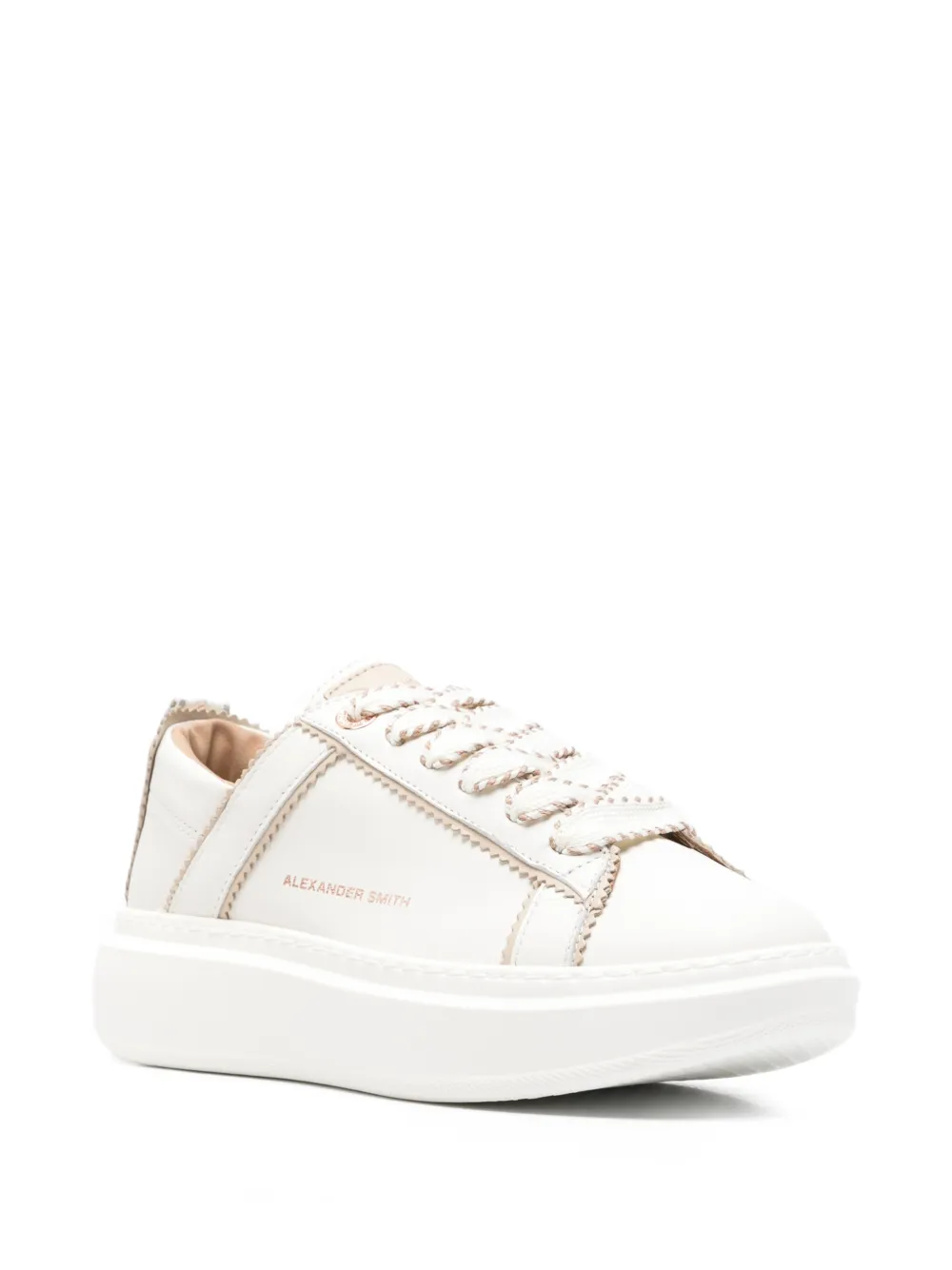 Alexander Smith Wembley Unlined leren sneakers met metallic detail Wit