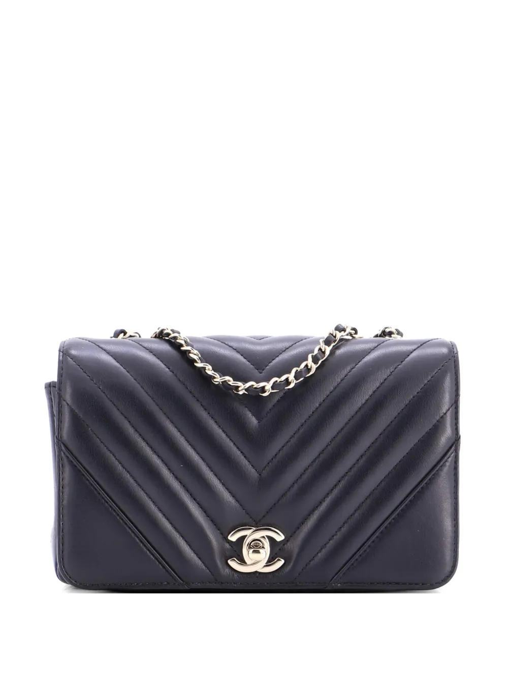 CHANEL Pre-Owned Statement Flap Bag Chevron Calfskin Mini crossbody bag - Nero