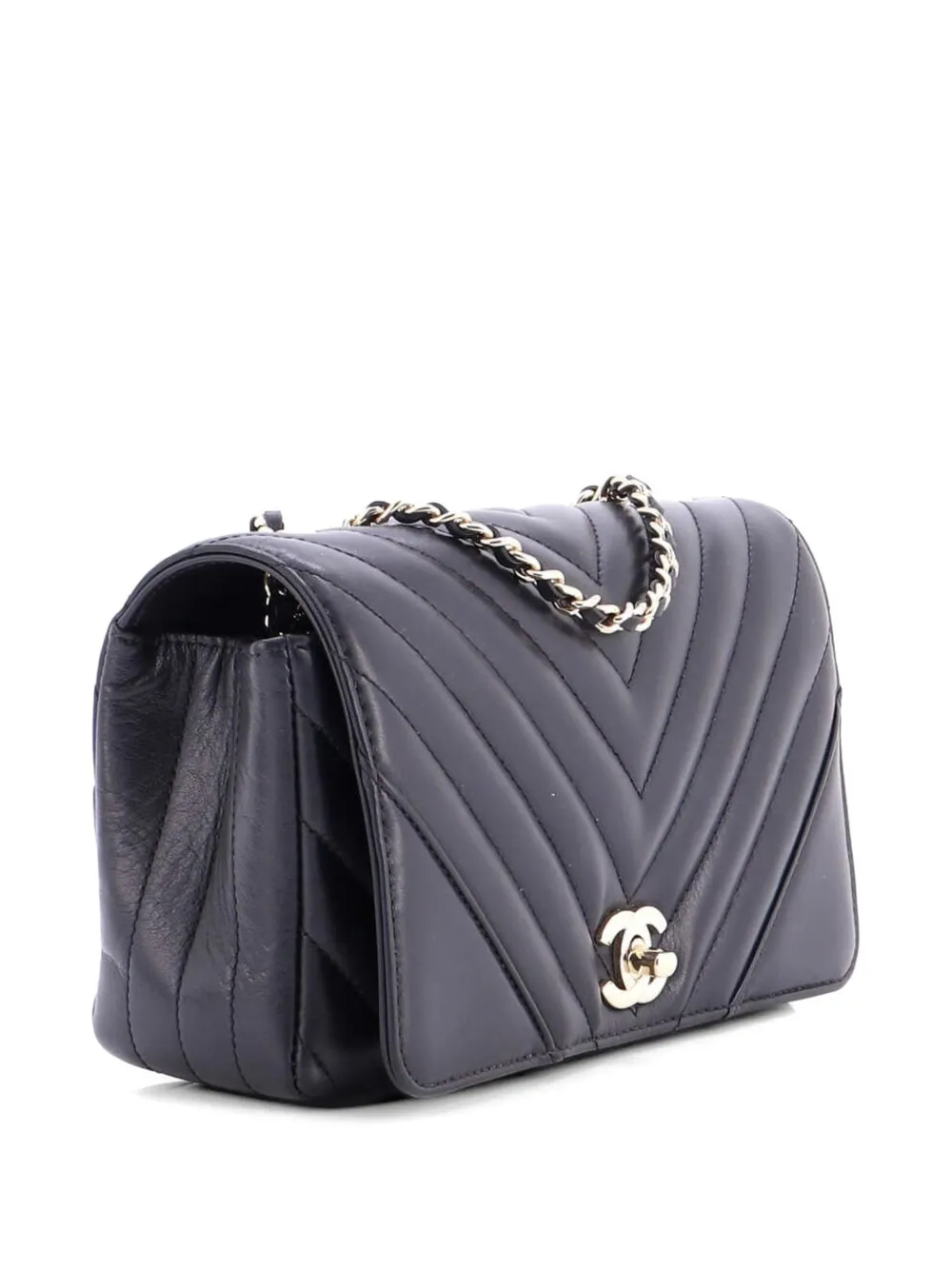 Statement Flap Bag Chevron Calfskin Mini Crossbody Bag