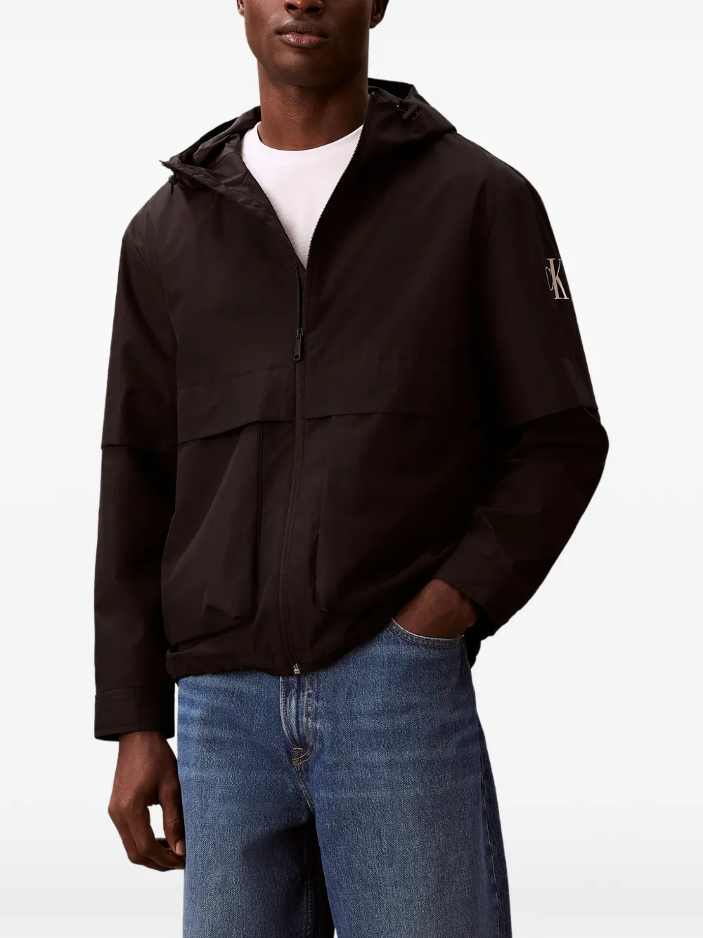  Calvin Klein Giacca Con Cappuccio E Logo - Nero 