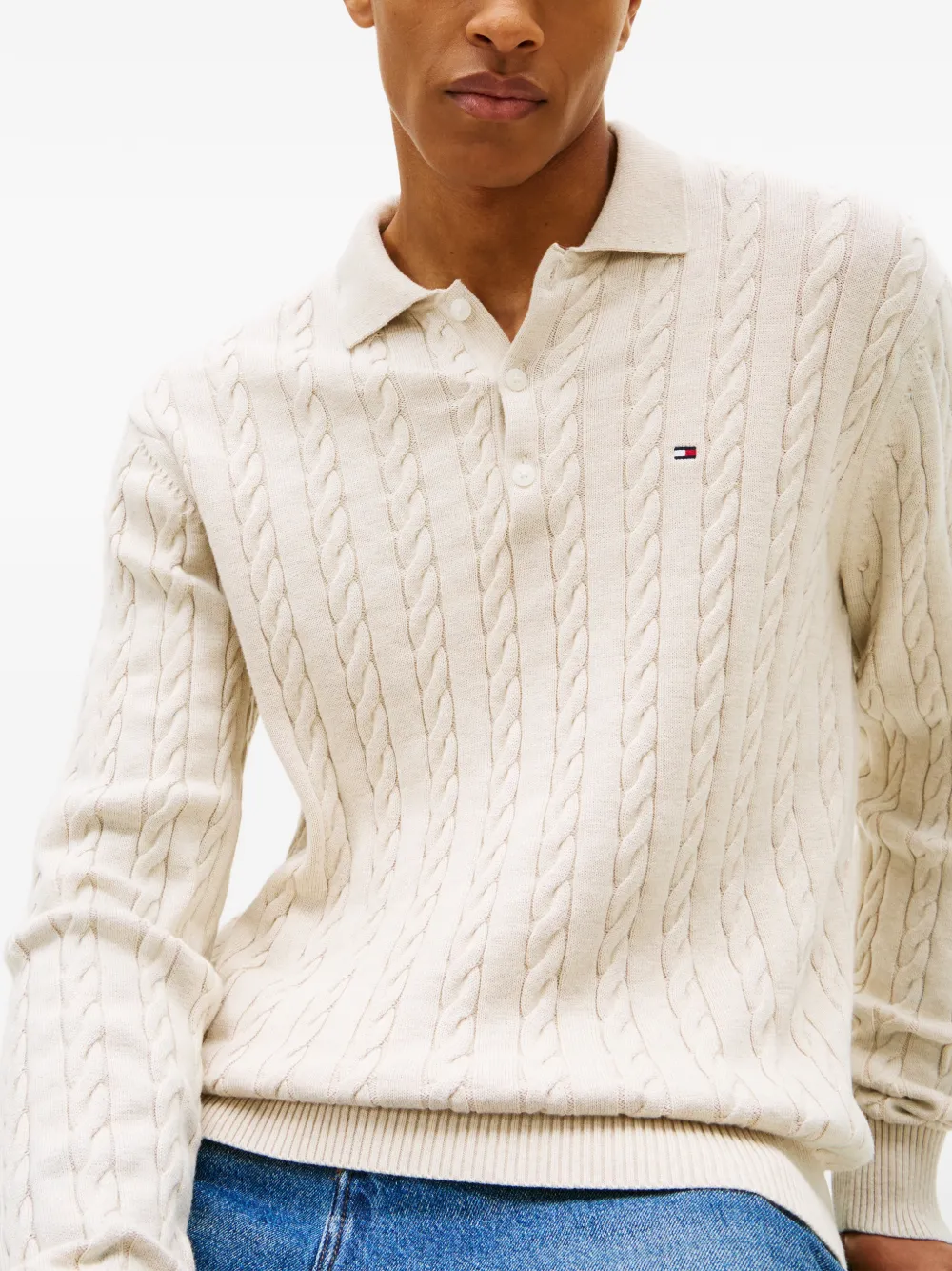 Tommy Hilfiger Kabelgebreide trui Beige