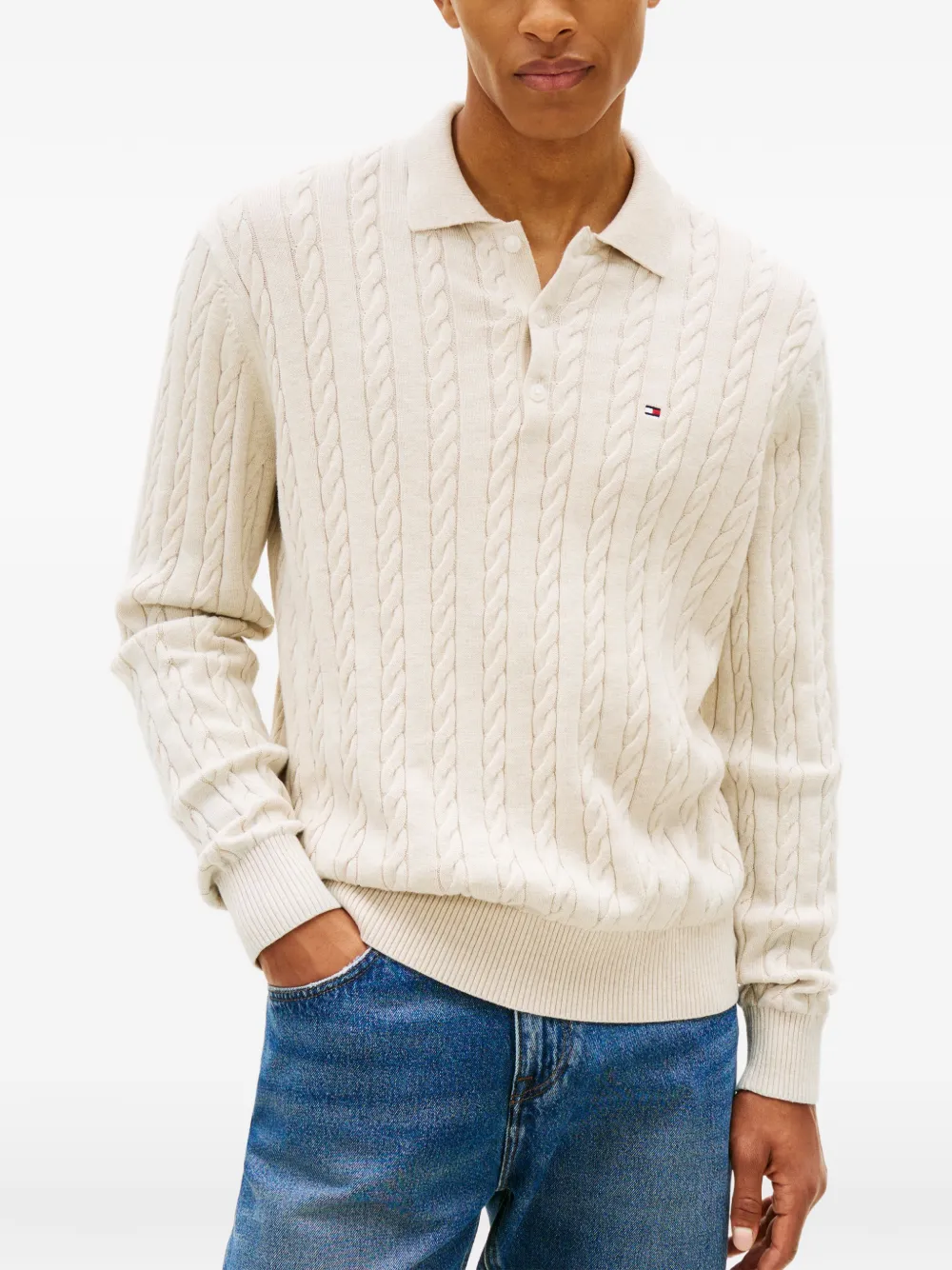 Tommy Hilfiger Kabelgebreide trui Beige