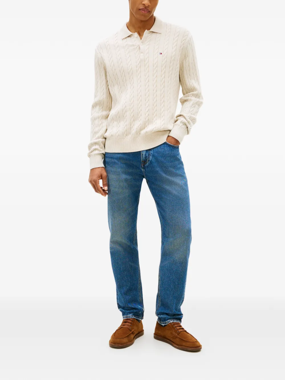 Tommy Hilfiger Kabelgebreide trui Beige