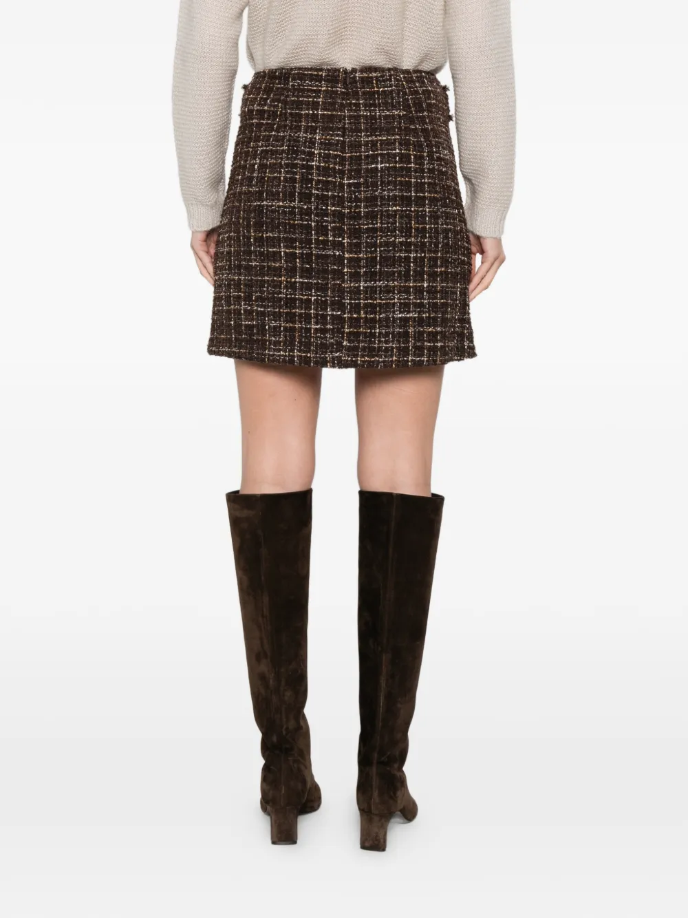 I BLUES Geruite mini-rok met knoopdetail Bruin