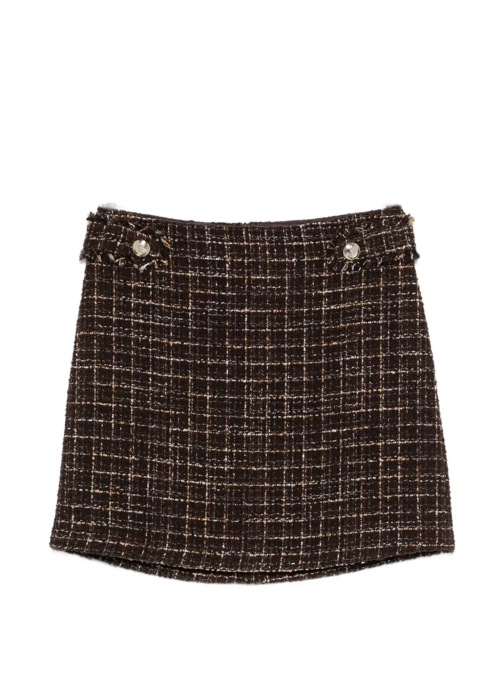 I BLUES button-detail checked mini skirt - Marrone