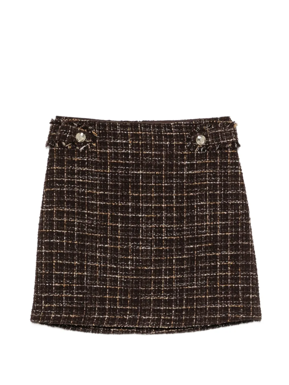 I BLUES button-detail checked mini skirt - Marrone