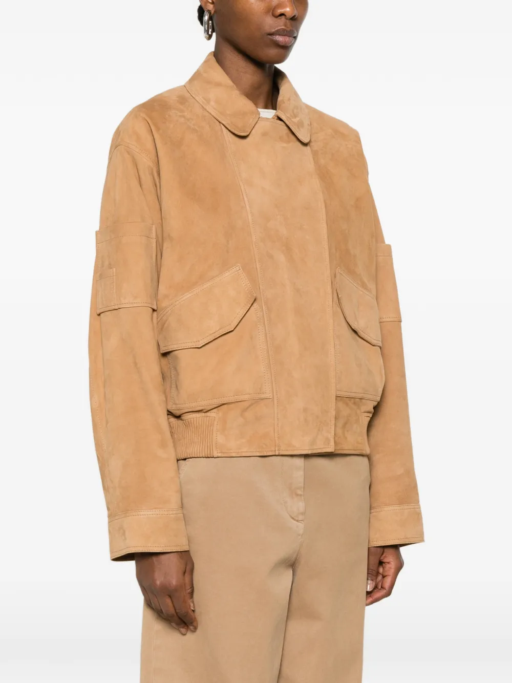  Sword Patch Pocket Bomber Jacket - Brown 