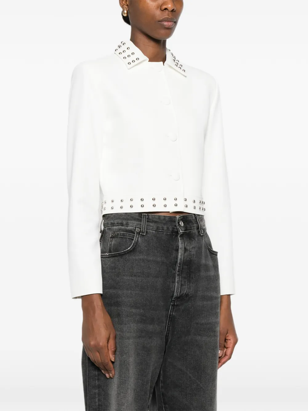  Liu Jo Studded Detailing Jacket - White 