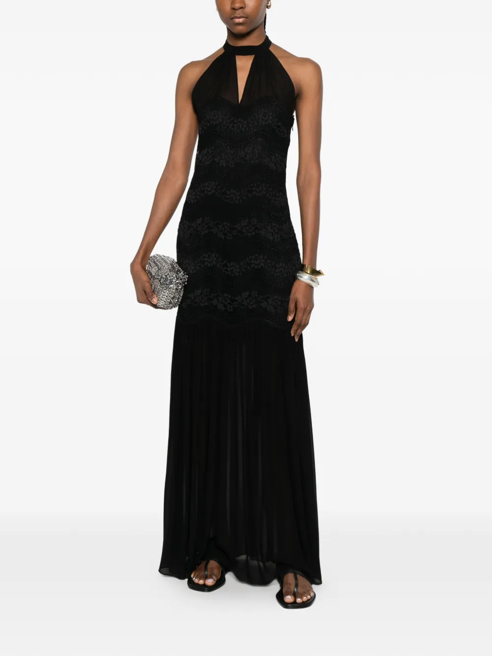  Twinset Halter Lace Dress - Black 