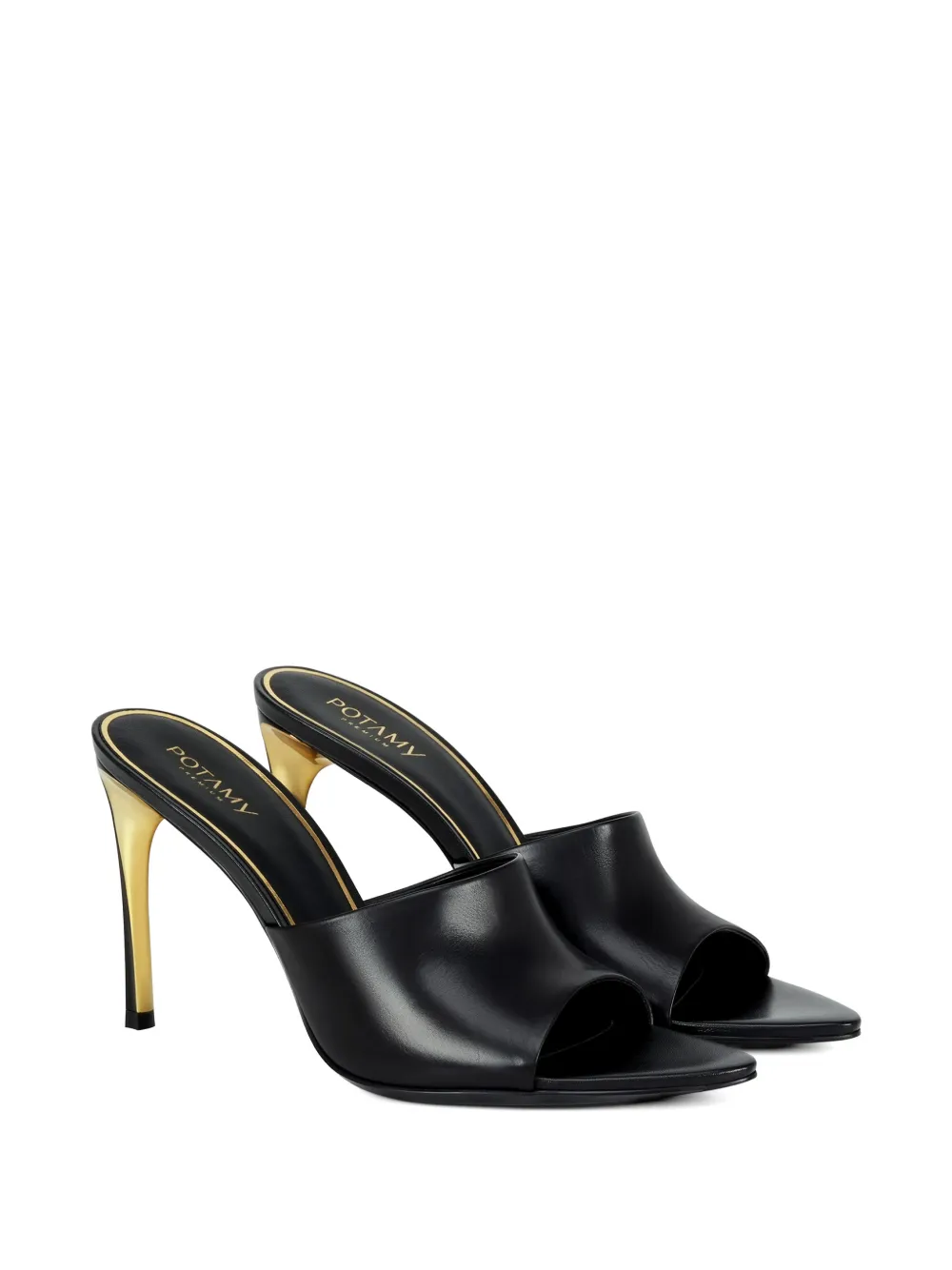 POTAMY Leren muiltjes Zwart