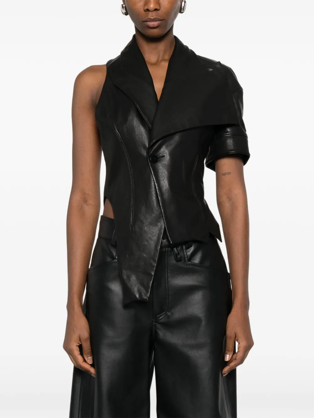  Yehuafan Button Draped Jacket - Black 