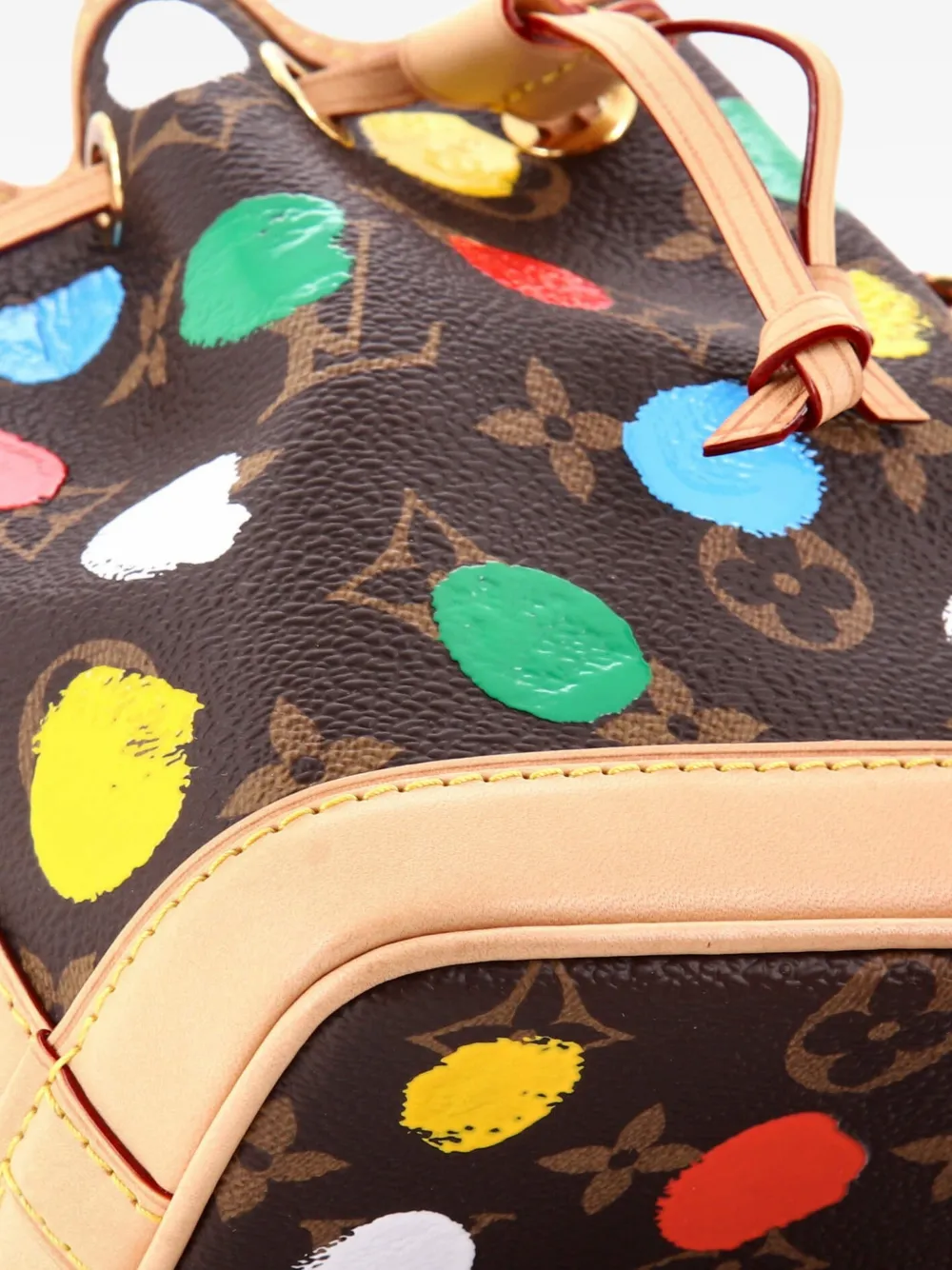 Noe Nm Handbag Yayoi Kusama Painted Dots Monogram Canvas Nano Bucket Bag