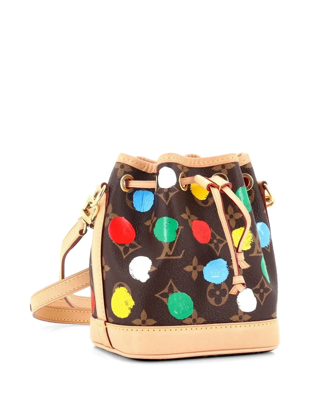 Noe Nm Handbag Yayoi Kusama Painted Dots Monogram Canvas Nano Bucket Bag